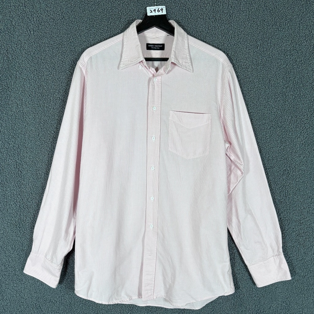 Spier & Mackay 100% Cotton Striped Long Sleeve Shirt - Men's Size 16.5 - Pink